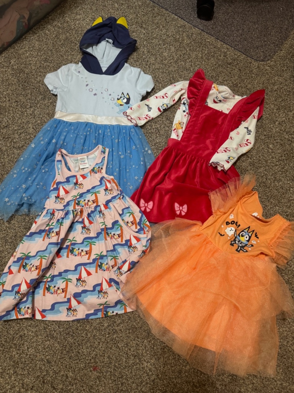 Bluey Dress Lot Size 3T; Set of 4 Dresses; Hanna Andersson, Halloween, Christmas